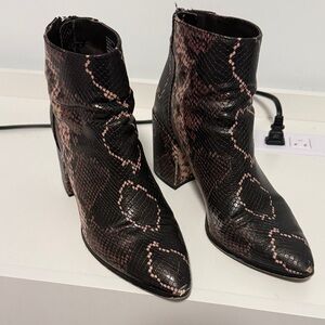 Steve Madden Black and Pink Snake Print Ankle Boots